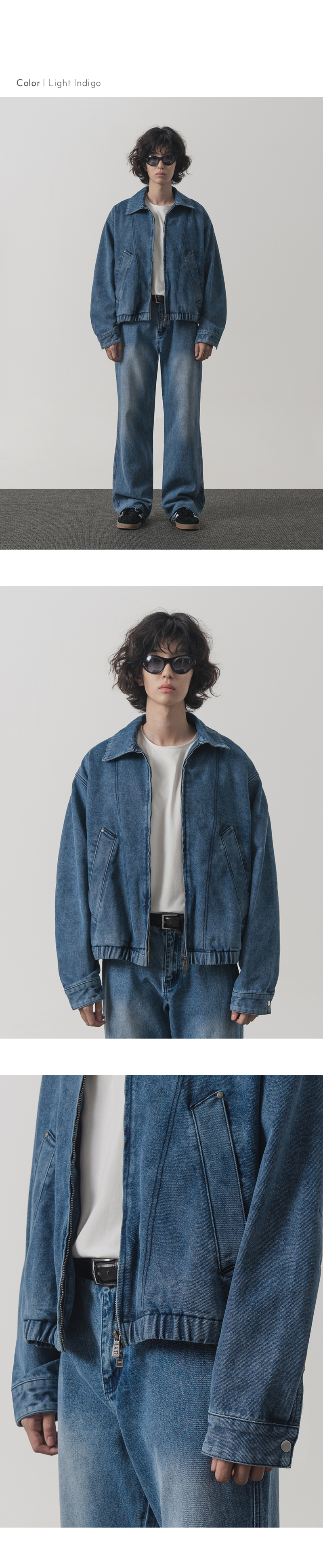 2WAY CROP DENIM BLOUSON JACKET_DUST INDIGO - 디미트리블랙